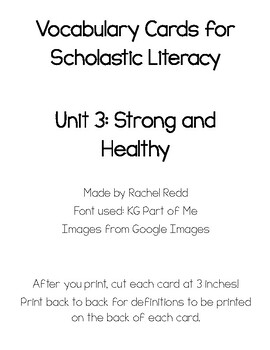Preview of Scholastic Literacy Vocabulary Cards - Unit 3 - First Grade