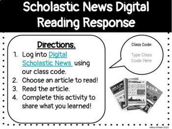 Preview of Scholastic News Digital Reading Responses - EDITABLE