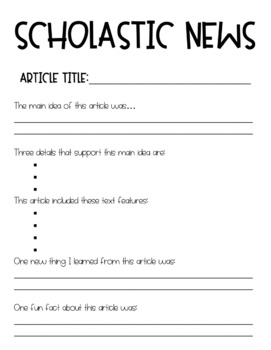 Preview of Scholastic News Worksheet