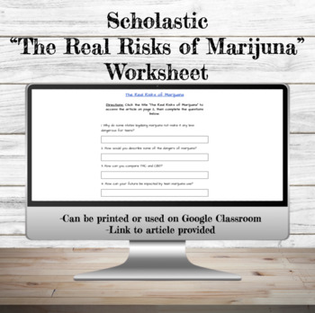 Preview of Scholastic Real Risks of Marijuana Worksheet | Drug Education | Google Apps