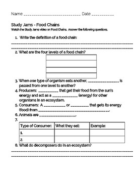 Scholastic Study Jams student note sheets on Ecosystems by Kreto Kreations