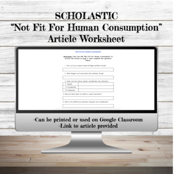 Preview of Scholastic Synthetic Drugs & Marijuana Article Worksheet | Drug Ed | Health Ed