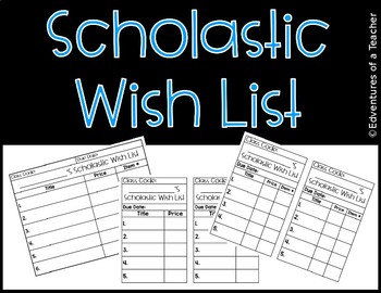 Preview of Scholastic Book Order Wish List (Editable)