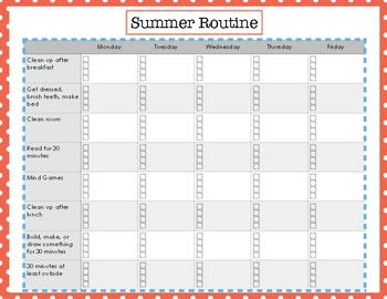 Schole Scheduler Summer Routine Checklist