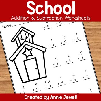 Preview of School Addition and Subtraction Worksheets Numbers 1 - 10