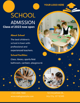 Preview of School Admission - Back to School Flyer with 5 graphics Ready to Edit & Present!