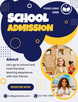 Preview of School Admission - Back to School Flyer with 5 graphics Ready to Edit & Present