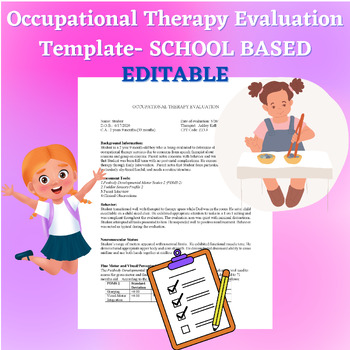 Preview of School Aged K-12 Occupational Therapy Evaluation Template