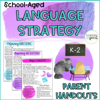 Preview of School Aged Language Strategy Handouts |  SLP Language Handouts