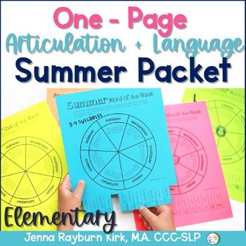 Preview of No-Prep One Page Summer Speech Packet Speech & Language Packet for Elementary