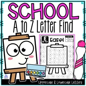 Preview of School Alphabet Letter Find Worksheets | BTS A to Z | Upper & Lowercase