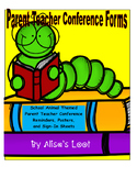 School Animal Themed Parent Conference Reminders, Posters,