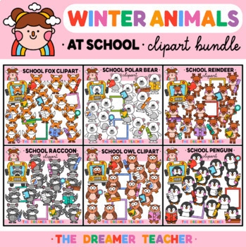 Preview of Back to School Clipart Bundle Animals Theme