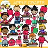 School Kids Making Fall Apple Crafts Clip Art