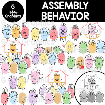 Preview of School Assembly Behavior Clipart - Fingerprint Pals