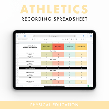 Preview of School Athletics Carnival Recording Spreadsheet | Physical Education