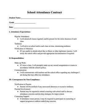 Preview of School Attendance Contract