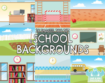 Preview of School Backgrounds Clipart (Lime and Kiwi Designs)