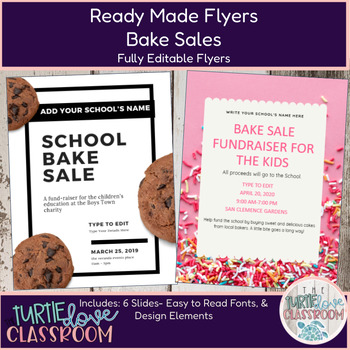 Preview of School Bake Sale, School Fundraiser &Parent Engagement Flyers (6)- Ready To Edit