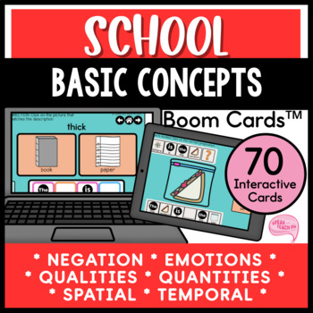 Preview of School Basic Language Concepts No Prep Speech Therapy Boom Cards™