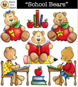 cute school bear clipart