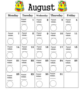 Preview of School Behavior Calendar 2017-2018