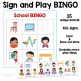 School Bingo Game | 35 Back to School Bingo Cards & ASL Si