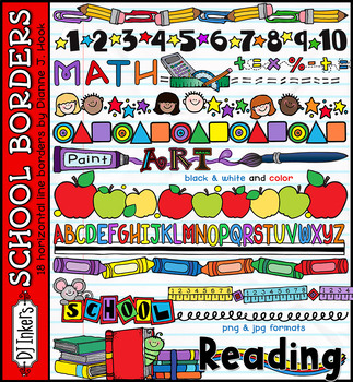 Preview of School Borders Clip Art - 18 Line Borders for Teachers by DJ Inkers