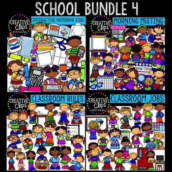 Preview of School Bundle 4 {Classroom Jobs, Classroom Rules, Morning Meeting Clipart}