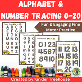 Preview of School Bus Alphabet & Number Tracing 0-20 Mats in Color for TK & Kindergarten