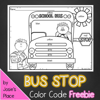 Download Color Word Recognition and Bus Coloring Sheets by Josie's Place