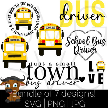 Preview of School Bus Driver Appreciation Bundle: 7 Cheerful Clipart Files (PNG, SVG, JPG)