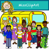 Magic Bus Kids Clipart (Color and B&W){MissClipArt}
