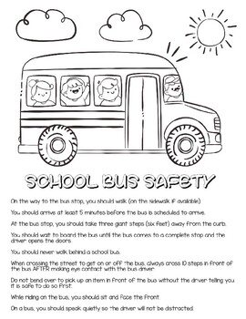 Preview of School Bus Safety Color Sheet