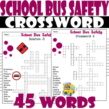 School Bus Safety Crossword Puzzle All about Bus Safety Crossword