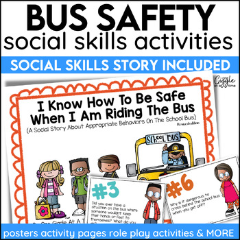 Preview of Social Story Riding the Bus School Bus Safety Awareness Posters & Activities