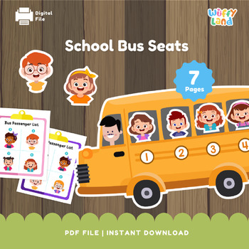 Preview of School Bus Seats, Memory Game, Printable, Logic Activity, Busy Book for Toddler,