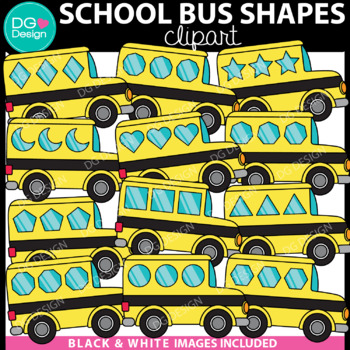 Preview of School Bus Shapes Clipart | 2D Shapes Clipart | Back To School Shapes Clipart