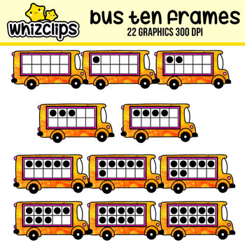 Preview of School Bus Ten Frames Clipart