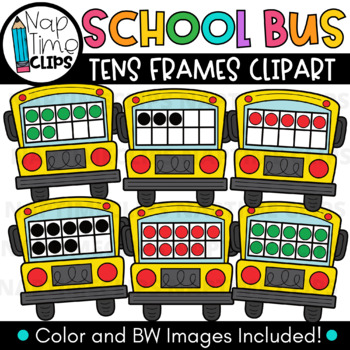 Preview of School Bus Tens Frames Clipart {Counting Clipart}