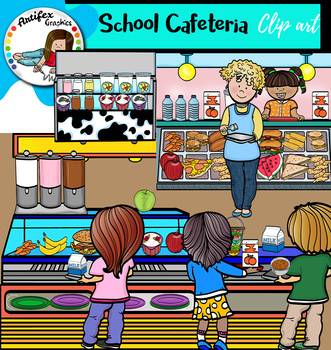 kids in school cafeteria clipart