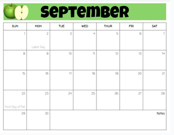 Preview of School Calendar- August to September 24-25
