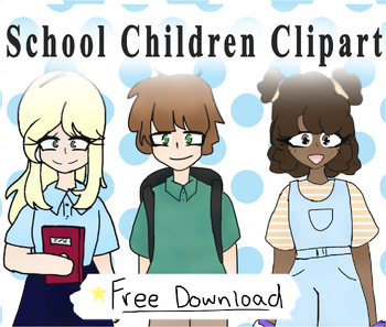Preview of School Children Clipart (in color or BW)