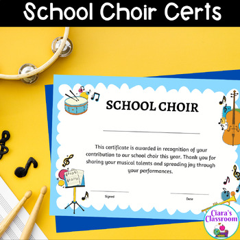 Preview of School Choir Certificates for the End of the Year