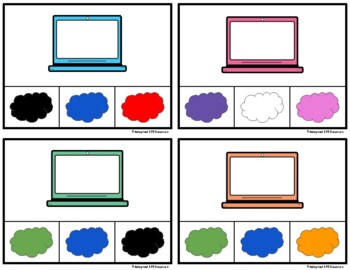 Preview of School- Chromebooks- Color Match, Spelling and Writing Clip Cards