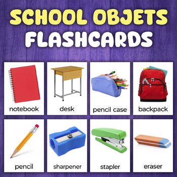 Preview of School / Classroom Objects Vocabulary Flashcards | REAL PICTURES | Montessori