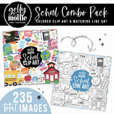 School Clip Art Combo Pack (CLIP ART & LINE ART)