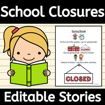 Preview of School Closures Social Skills Stories BUNDLE for Holiday Breaks and Vacations