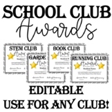 School Club Award Templates | Editable