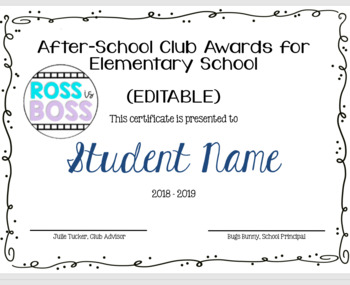 Preview of School Club Awards and Certificates (EDITABLE)